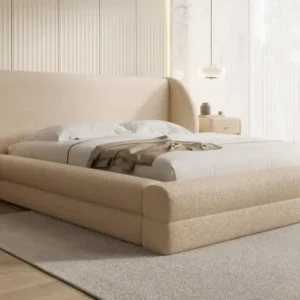 Designer Polsterbett Liv in Teddy Bouclé mit Stauraum