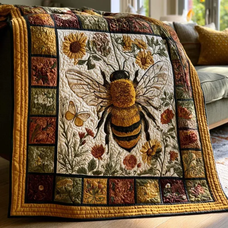 Bee Meadow Bamboo Quilt Blanket