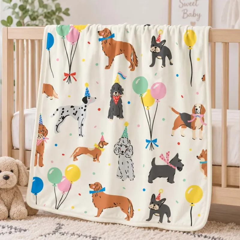 Birthday Puppy Party Bamboo Blanket
