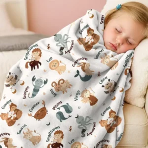 Cute Kids Horoscope Bamboo Blanket