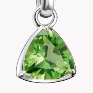 Silberner Charm-Anhänger mit grünem Trigonschliff-Stein im Connect-Design