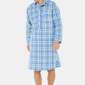 Chemise de nuit Grand-Père Homme Carreaux 961 Bleu 1