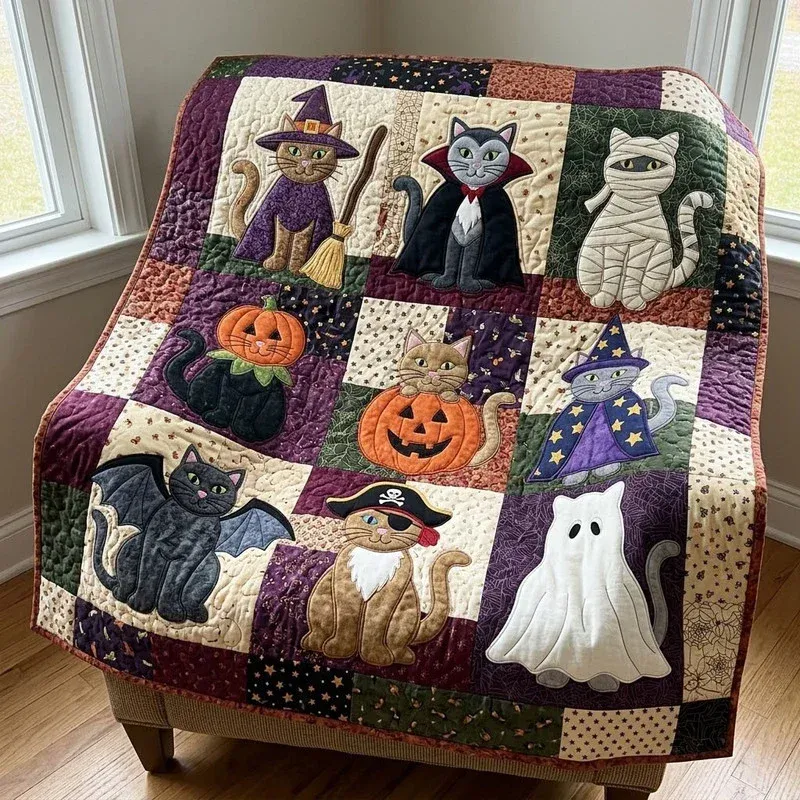 Cat Halloween Costume Bamboo Quilt Blanket