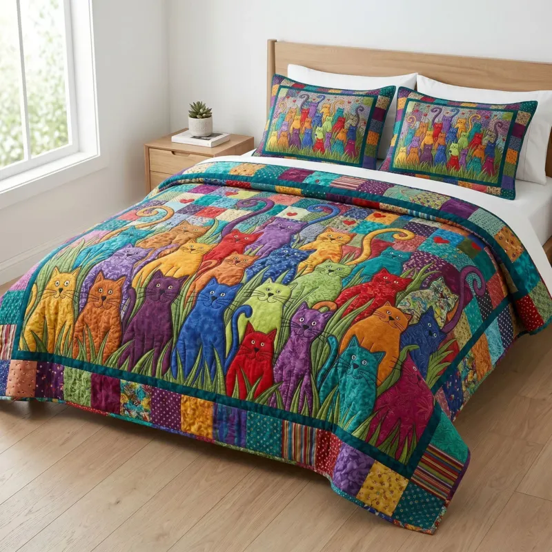 Cat Whiskers Bamboo Quilt Bedding Set