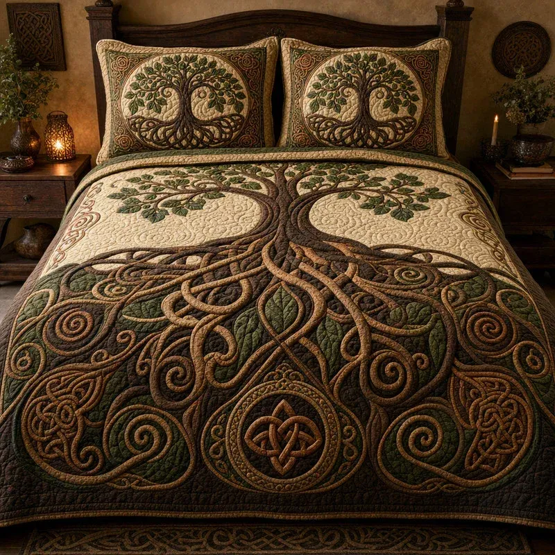 Celtic Knotwork Bamboo Quilt Bedding Set