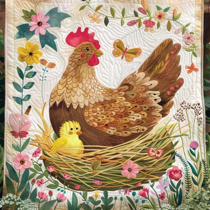 Chicken Garden Adventure Bamboo Quilt Blanket