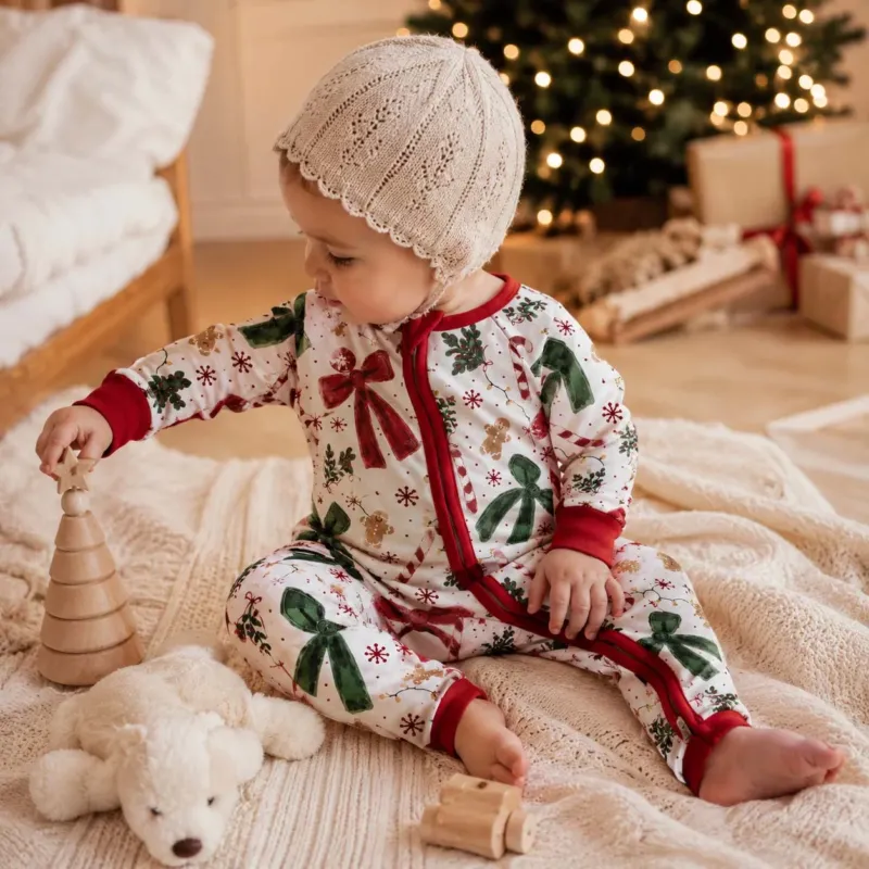 Christmas Bows Candy Canes and Gingerbread Bamboo Convertible Zippy