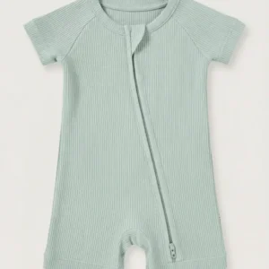 Sage Ribbed Bamboo Shorty Zippy