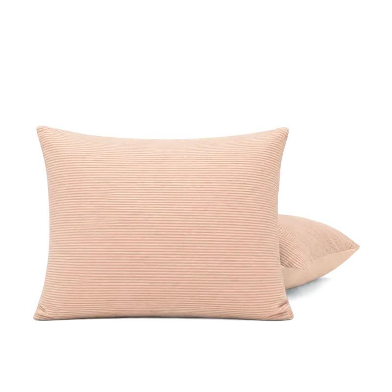 Set van 2 HappyBed Corduroy kussenslopen in zachte perziktint voor luxe comfort en stijlvolle slaapkamerdecoratie