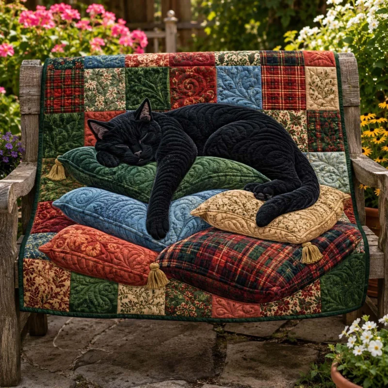 Cozy Cat Haven Bamboo Quilt Blanket