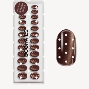 Brown Cat Eye Polka Dots Medium Round Soft Gel Press Ons