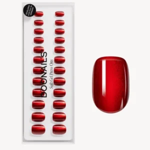 Red Cat Eye Extra Short Square Soft Gel Press Ons - Doonails