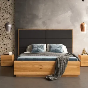 Designer Holzbett Valent aus massiver Eiche mit Stauraum