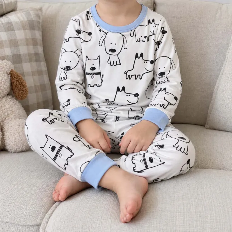 Doodle Dog Friends Bamboo Two Piece Long Sleeve Pajama Set