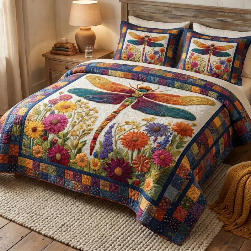 Dragonfly Breeze Bamboo Quilt Bedding Set