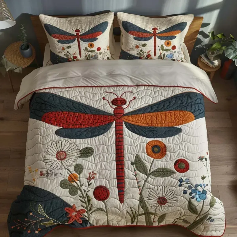 Dragonfly Peaceful Journey Bamboo Quilt Bedding Set