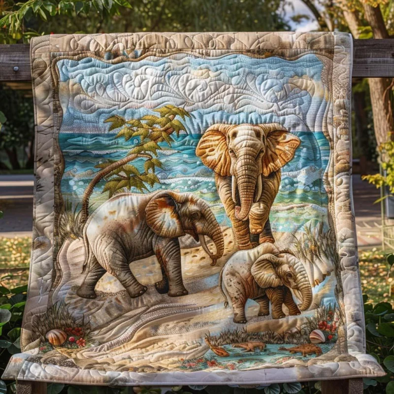 Elephant Fields Bamboo Quilt Blanket
