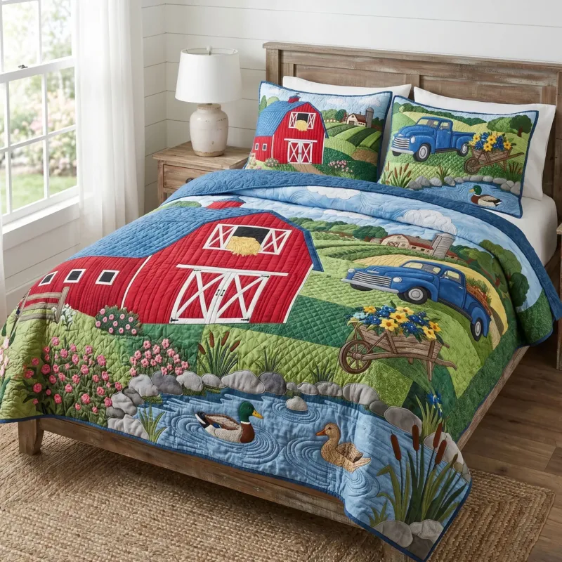 Farm Garden Bamboo Quilt Bedding Set