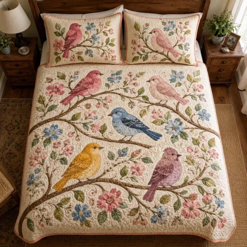 Feather Friends Bamboo Quilt Bedding Set
