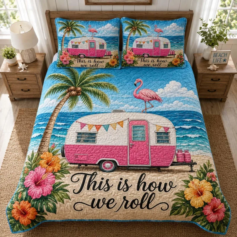 Flamingo Trails Bamboo Quilt Bedding Set