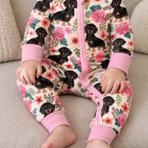 Floral Black Dachshund Garden Bamboo Convertible Zippy
