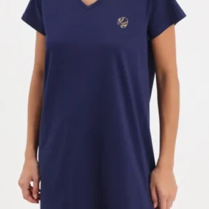 Chemise de nuit femme courte bleu marine 1
