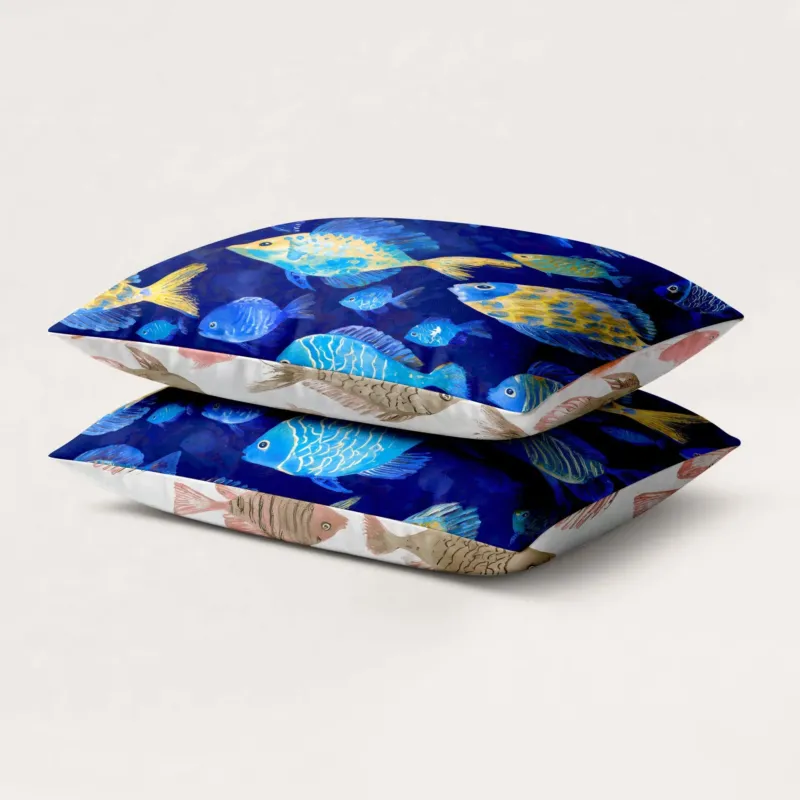 Set van 2 A Fish Named Fred kussenslopen met kleurrijk visdesign voor een stijlvolle slaapkamer