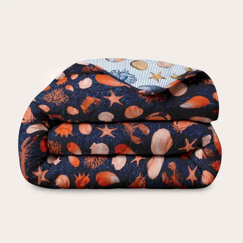 Double-faced HappyBed x A Fish Named Fred colorful seashore print year-round duvet without cover