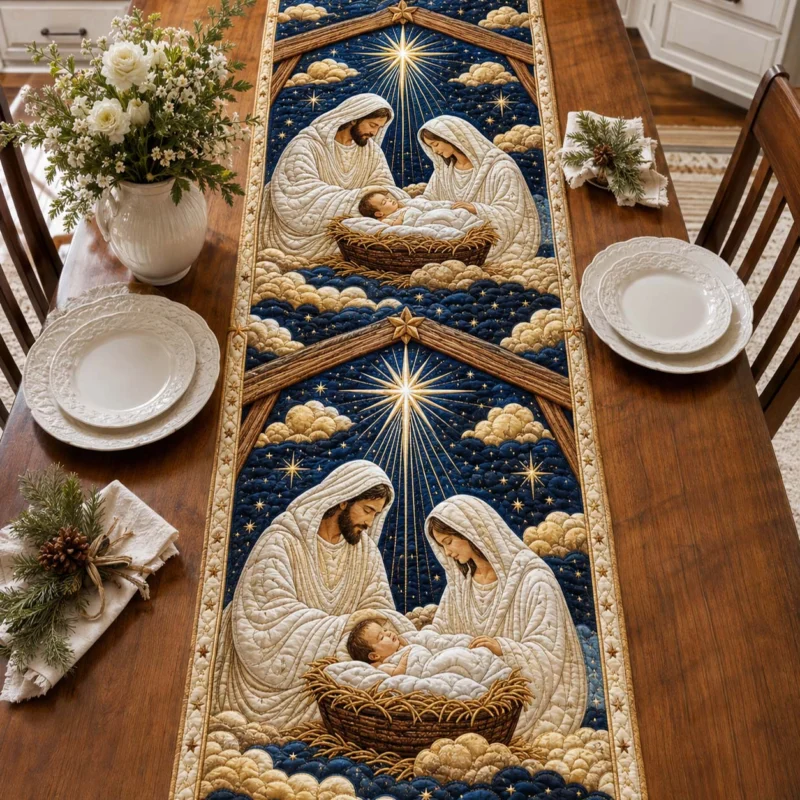 Heavenly Nativity Light Quilt Table Runner