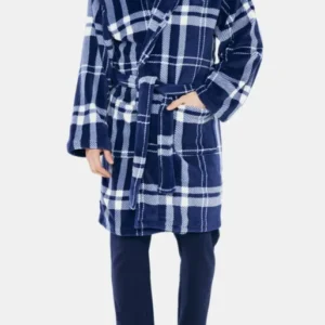 Robe de chambre Homme Polaire Big Carreaux Marine 1