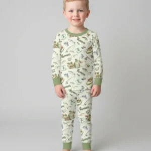 Custom Name Fishing Day Daddy & Me Matching Bamboo Two Piece Long Sleeve Pajama Set