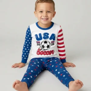 USA Soccer Cup Bamboo Two Piece Long Sleeve Pajama Set
