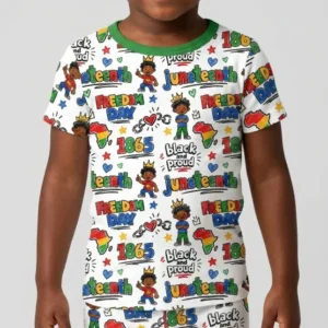 Juneteenth Black and Proud Bamboo Two Piece Short Sleeve Shorts Pajama Set