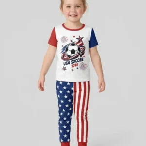 USA Soccer 2026 Family Matching Bamboo Two Piece Short Sleeve Pajama Set
