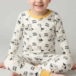 Custom Funny Seagulls Teacher Bamboo Two Piece Long Sleeve Pajama Set