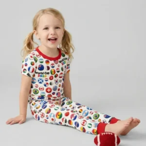 Soccer Cup All Country Balls Bamboo Two Piece Short Sleeve Pajama Set