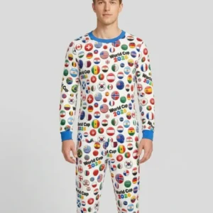 Soccer Cup All Country Balls Bamboo Men's Pajama Set
