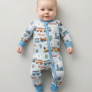Personalized Train Birthday Bamboo Convertible Zippy