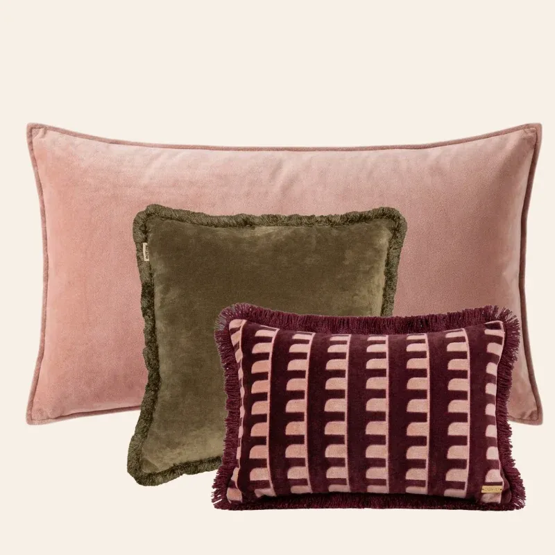 Kotabo sierkussenset Melissa – Set van 3 kussens – Pretty in Pink, Olive Oasis & Magical Mauve