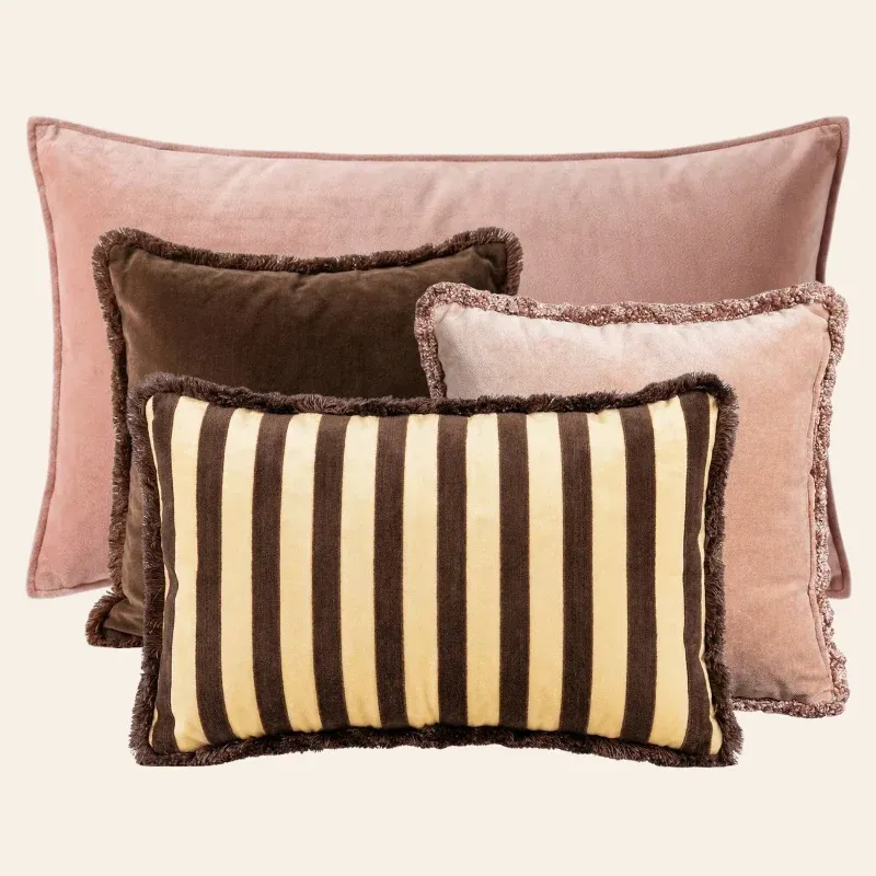Kotabo sierkussenset Amelia – Set van 4 kussens – Pretty in Pink & Chocolate Chic