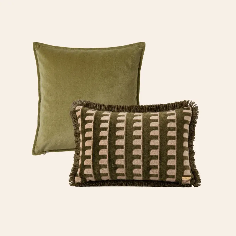 Kotabo sierkussenset Davina – Set van 2 kussens – Perfect Pistache & Olive Oasis