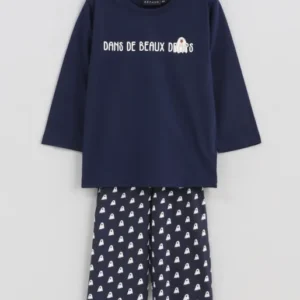 Pyjama long enfant mixte halloween fantôme bleu marine 1