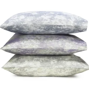 LETTO Le Marais Jacquard pillow shams stacked in lavender and sage abstract pattern.