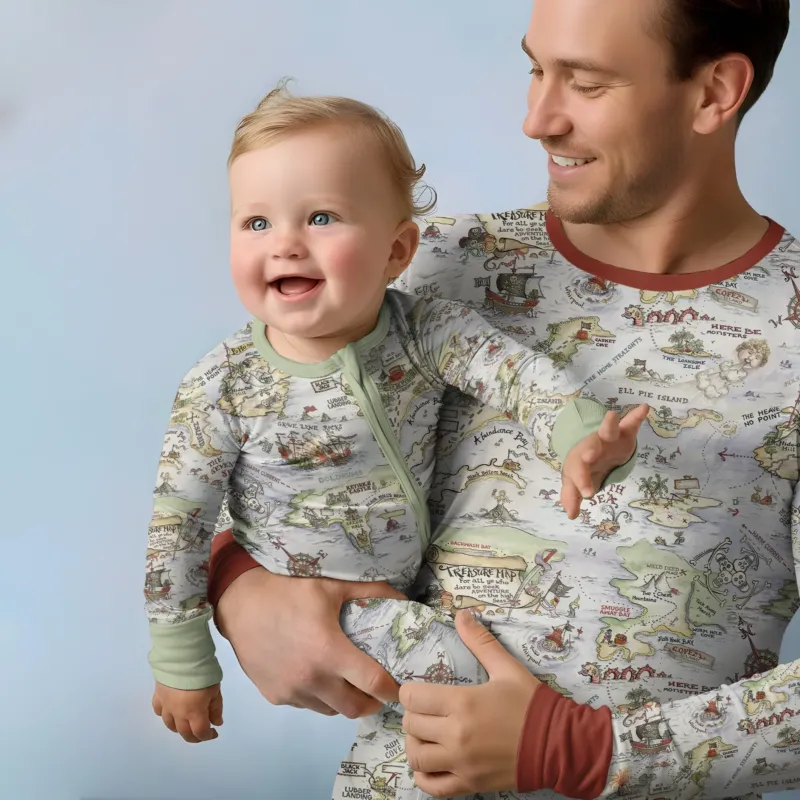 Pirate Treasure Map Daddy & Baby Matching Men's Pajama Set