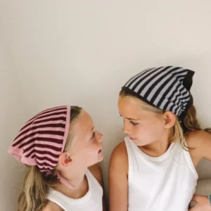 Merino Wool Kids Triangle Scarf in Pink Stripe