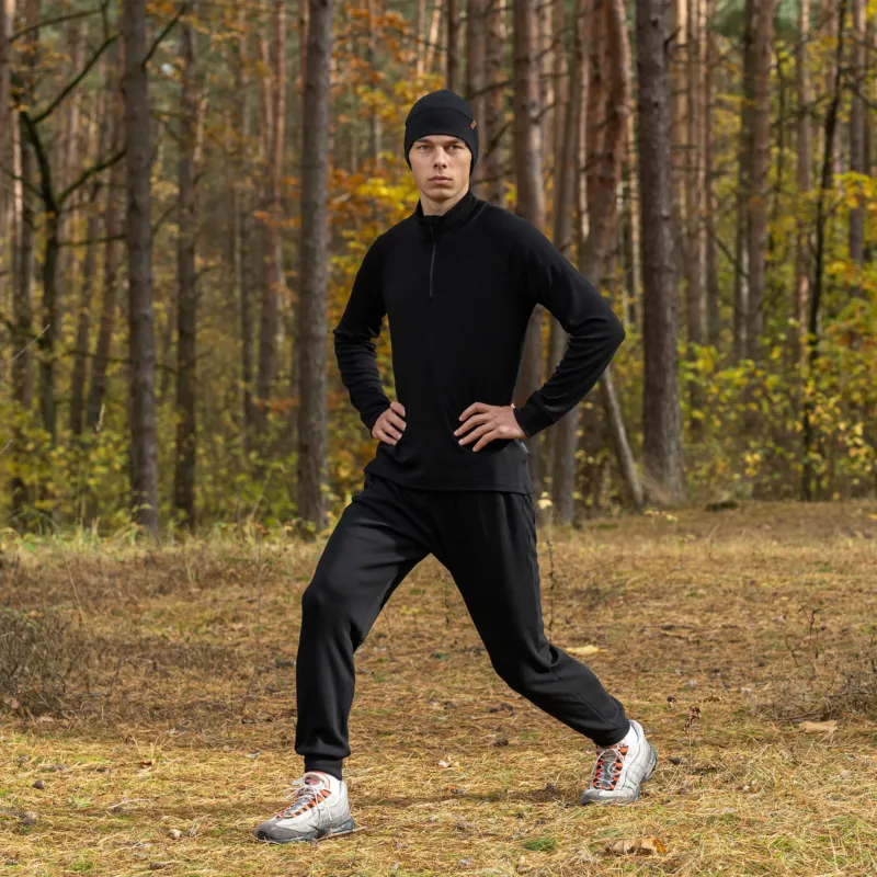 Men's Merino 250 Set of Zip Neck Top & Jogger Sweatpants Black