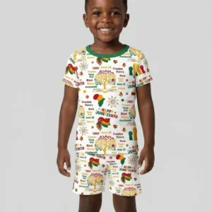 Happy Juneteenth Bamboo Two Piece Short Sleeve Shorts Pajama Set