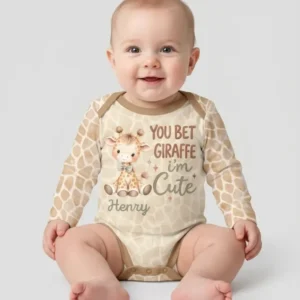 Personalized You Bet Giraffe I'm Cute Bamboo Bodysuit
