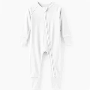 White Bamboo Convertible Zippered Romper