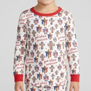 God Bless America Family Matching Bamboo Two Piece Long Sleeve Pajama Set